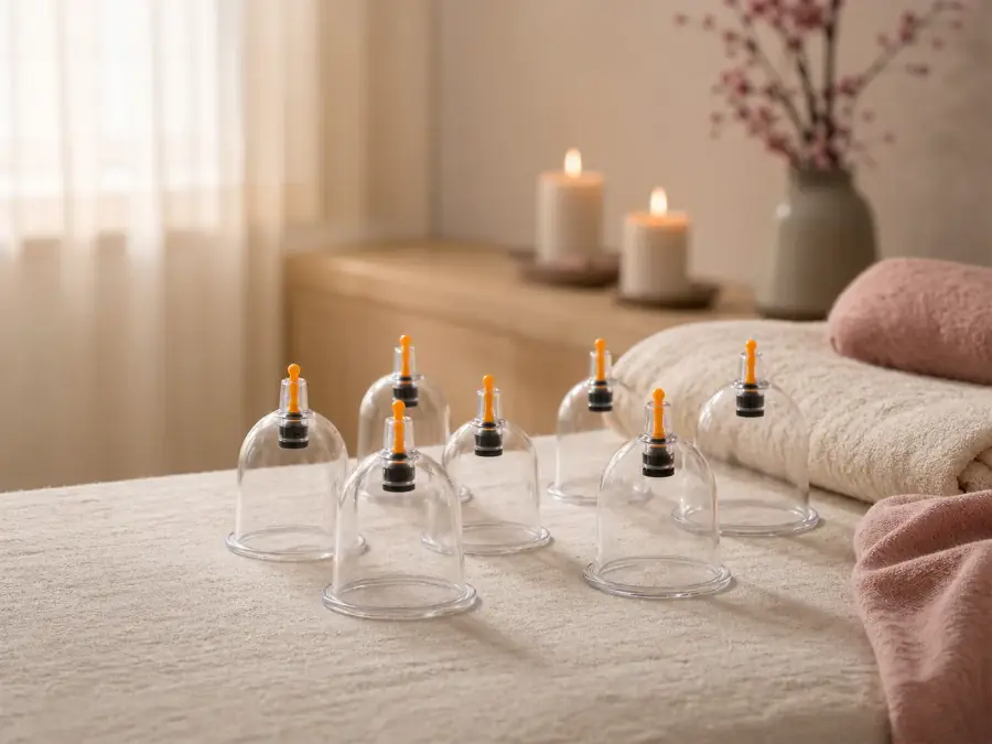 Un ambiente tranquillo preparato con coppette terapeutiche